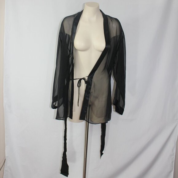 Marilyn Monroe by Warner's Womens  Black Sheet Dragon Embroidered Robe sz Medium - Picture 4 of 7